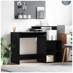 Desk Black Oak 120.5x44x88.5cm Engineered Wood With Drawer & 2 Modern