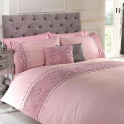 Embellished Ruffled Flowers Duvet Cover Set Or Cushion - Cream Grey