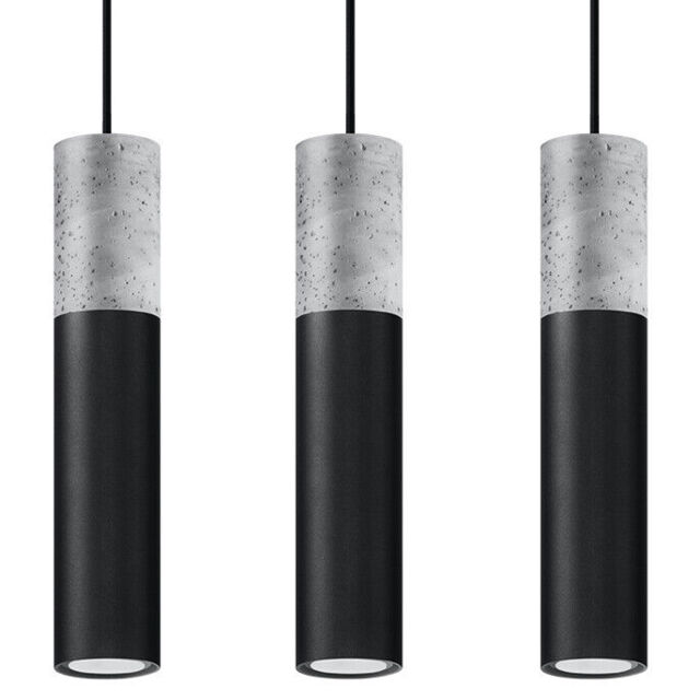 Indoor Pendant Lamp Borgio 3l Steel/concrete Black/grey Gu10 Led