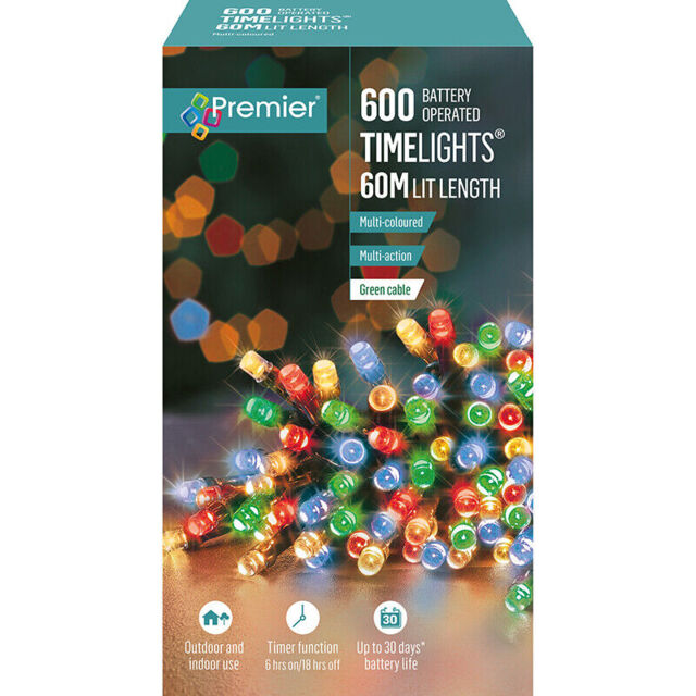 Premier 600 Led Battery Operated Multi-action Christmas Tree Lights