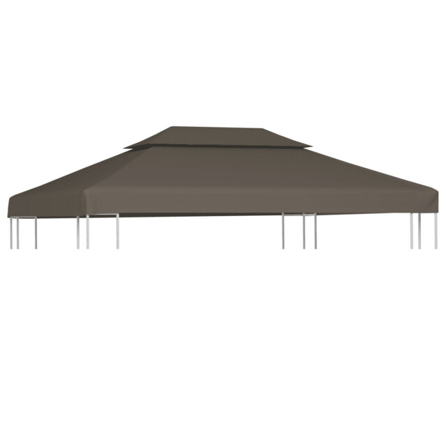 2-tier Gazebo Top Cover 310 G/mâ² 4x3 M Taupe Vidaxl