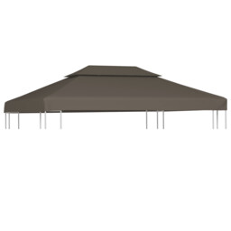2-tier Gazebo Top Cover 310 G/mâ² 4x3 M Taupe Vidaxl