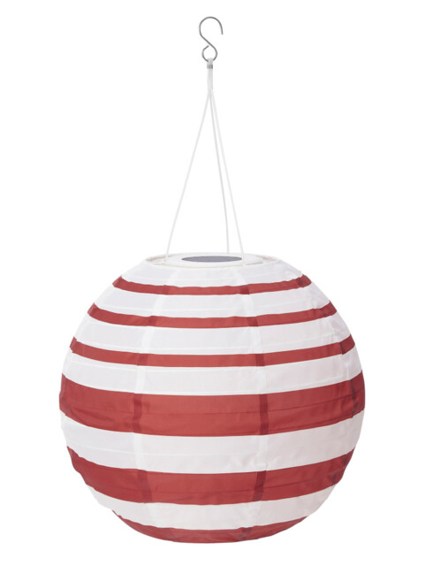 Ikea Solvinden Led Solar-powered Pendant Lamp Outdoor Globe Red Stripe
