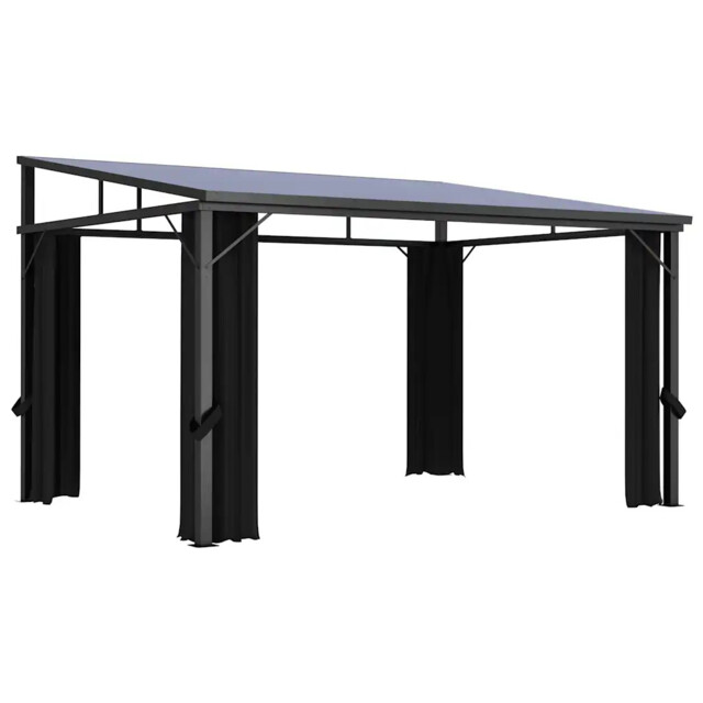Gazebo With Curtain 405x294x244 Cm Anthracite Vidaxl