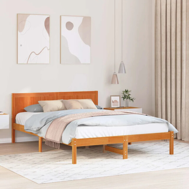 Bed Frame Brown 150 X 200 Cm Solid Pine Wood Vidaxl