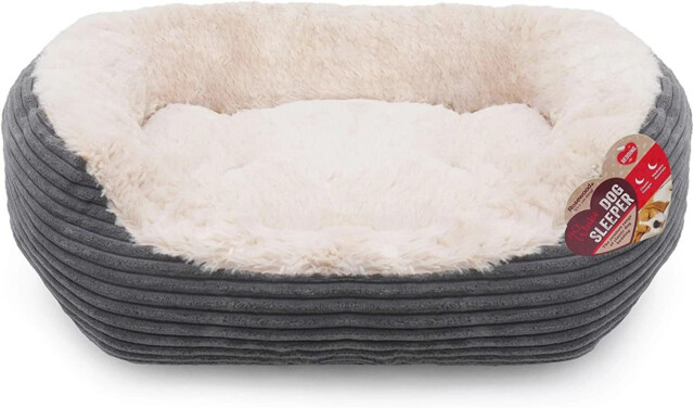 Rosewood Jumbo Cord Plush Dog Bed Grey 48cm / 58cm / 79cm Super Soft
