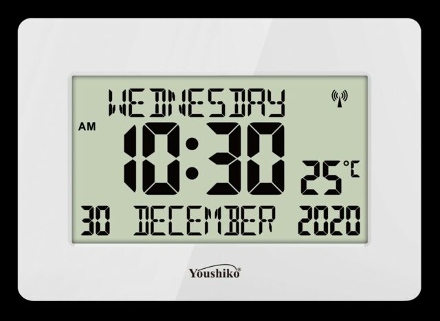 Radio Controlled Wall Clock Large Lcd For Dementia & Alzheimer