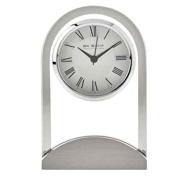 Widdop Glass Panel With Aluminium Base Table Clock W2911