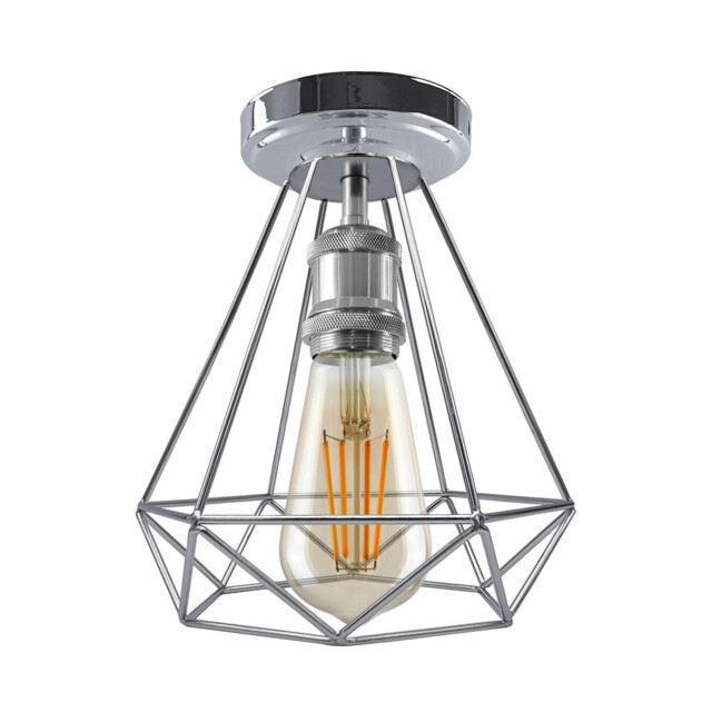 Vintage Chrome Retro Ceiling Light Industrial Semi Flush Mount E27