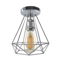 Vintage Chrome Retro Ceiling Light Industrial Semi Flush Mount E27