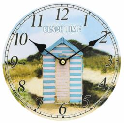 Nautical Wooden Wall Clock Beach Hut Lovely Seaside Decoration