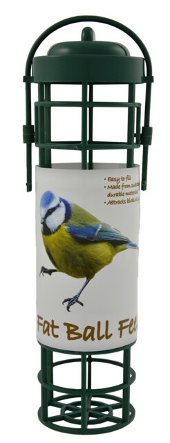 Green Jem Plastic Fat Ball Wild Bird Feeder, Easy To Fill 8x7x25 Cm,
