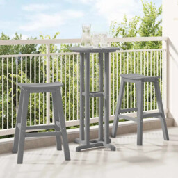 Bar Stool 2pc Light Grey Hdpe Outdoor 73.5cm Seat Height 52x43cm