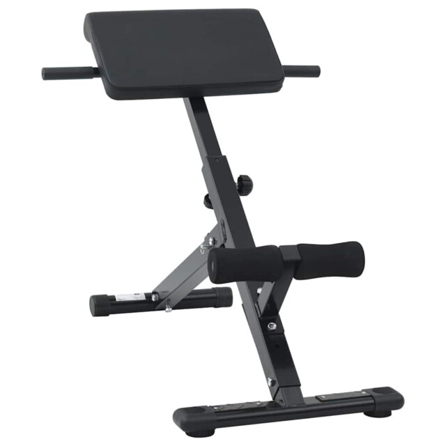 Hyperextension Bench Foldable Adjustable Black Powder-coated Steel