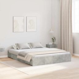 Storage Bed Frame Concrete Grey 150 X 200 Cm Engineered Wood Vidaxl