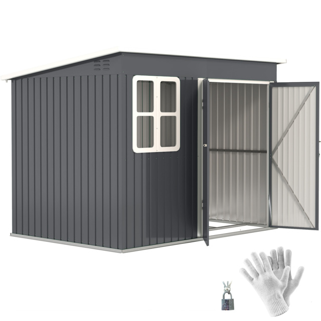 Garden Shed Dark Grey Galvanised Steel 260x177x173/190cm Base Kit