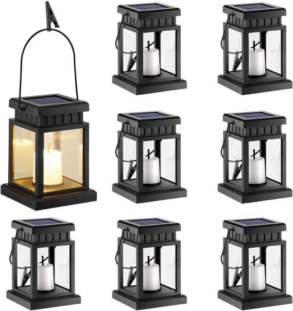 Gigalumi Solar Hanging Lantern Outdoor, 8 Pack Solar Candle Lights