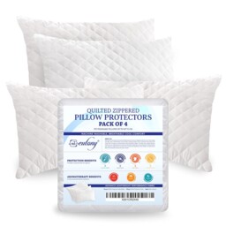 Eutony Pillow Protectors 4 Pack Quilted Zipped - Ultra Luxe Zipped