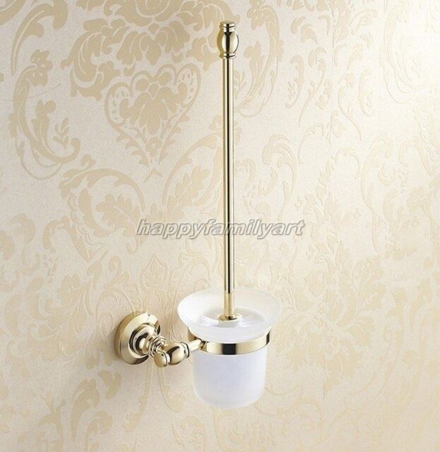 Luxury Gold Polished Brass Bathroom Wall Mounted Toilet Brush Holder