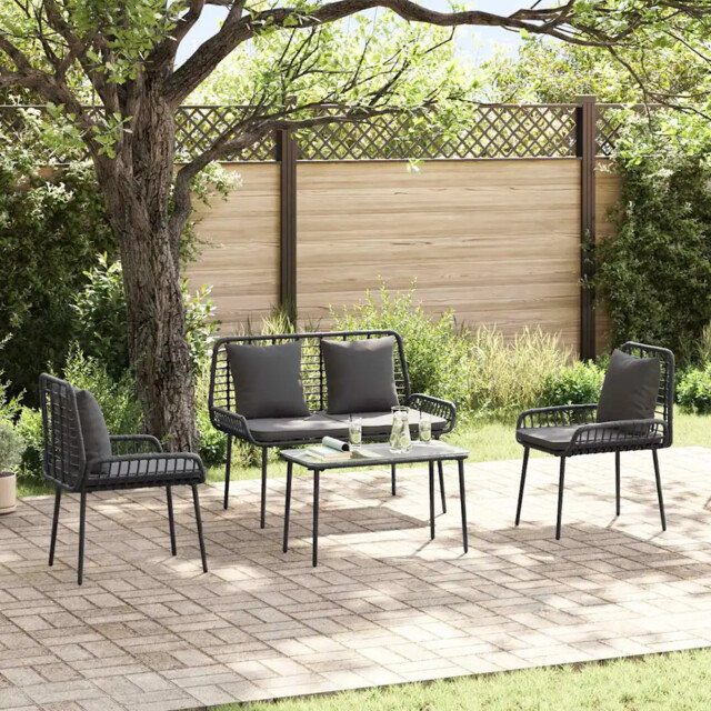 Garden Dining Set Pcs Black And Anthracite Vidaxl by