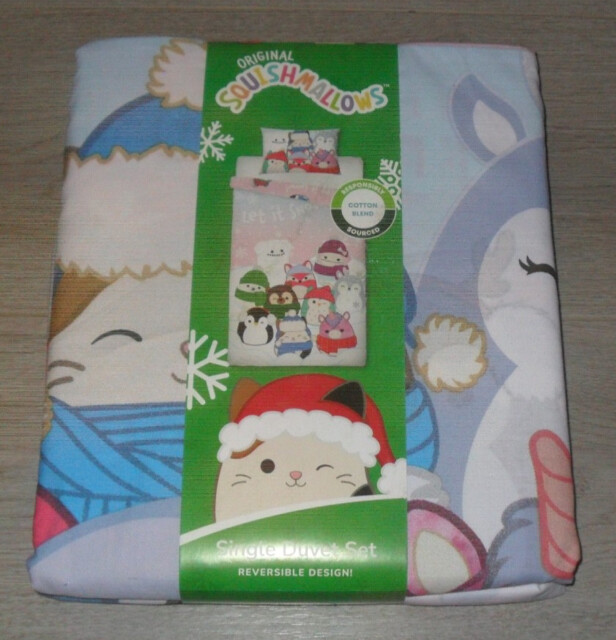 Squishmallows Reversibile Single Christmas Duvet Set By George At Asda