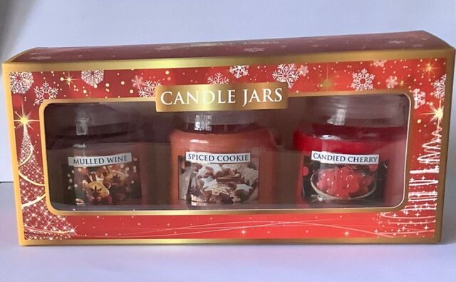 Aldi Jar Candle Small X3 Gift Set Mulled Wine, Spiced Cookie, Candied