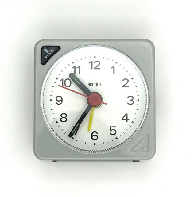 Acctim Ingot Quartz Silver Alarm Clock Crescendo Travel Clock Light