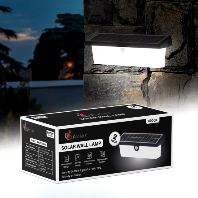 Solar Garden Lights Motion Sensor Wall Lamps Outdoor Super Bright 2pck