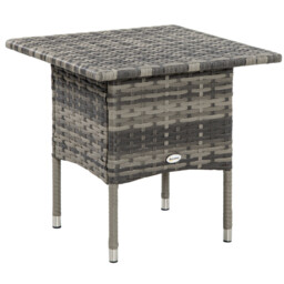 Outdoor Rattan Side Table Woven Top Steel Frame Garden Patio Balcony