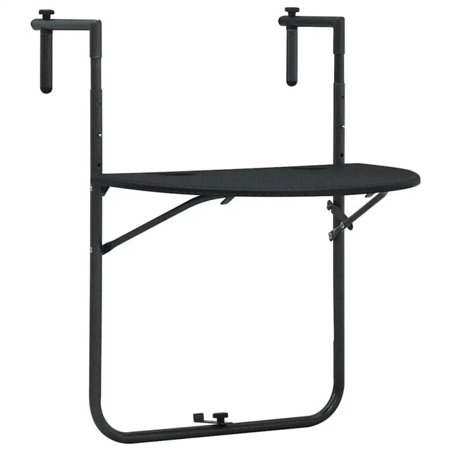 Hanging Balcony Table Black 60x64x83.5 Cm Plastic Rattan Look Vidaxl