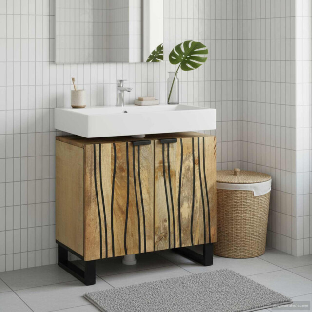 Bathroom Sink Cabinet Brown 62x33x58cm Engineered Wood 2 Doors 2