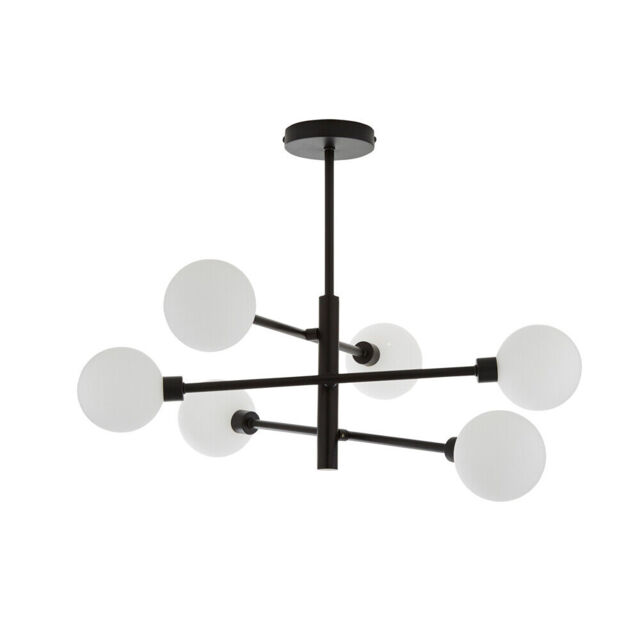 Litecraft Supa Ceiling Light Stick Semi Flush With White Glass Shades