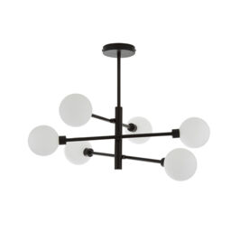 Litecraft Supa Ceiling Light Stick Semi Flush With White Glass Shades