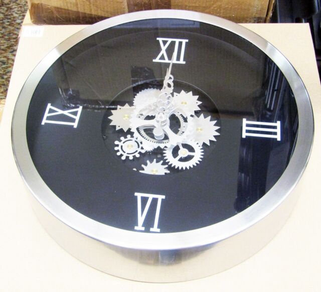 "Metal Moving Gears Wall Clock 14"" Diameter W/ In Center 42825"