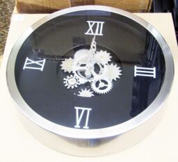 "Metal Moving Gears Wall Clock 14"" Diameter W/ In Center 42825"