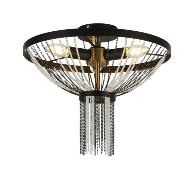 Ceiling Light Black Baguette 3 Matt Satin Brass Searchlight 86353-3bk