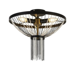 Ceiling Light Black Baguette 3 Matt Satin Brass Searchlight 86353-3bk
