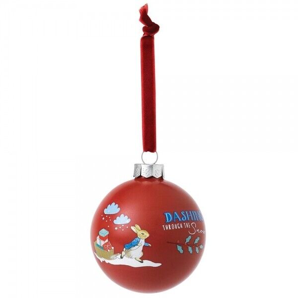 Peter Rabbit Decorative Red Christmas Tree Bauble - Beatrix Potter