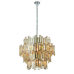 Ceiling Pendant Light Chrome Plate & Champagne Crystal 15 X 40w E14