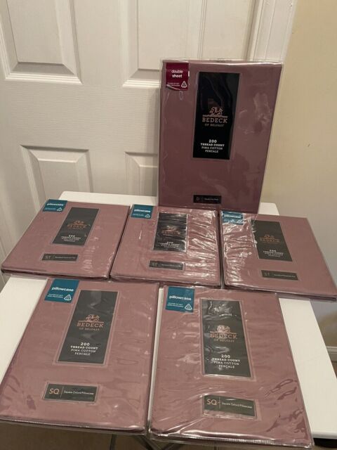 Bedeck Of Belfast Double Flat Sheet-thistle Plus 5 Pillowcases .