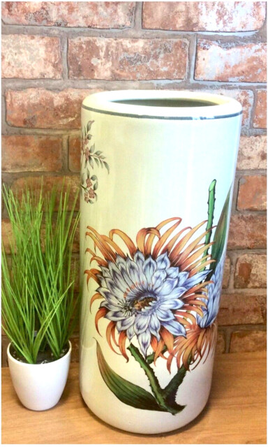 Sunflower Floral Ceramic Umbrella Stand/ Walking Stick Stand Large