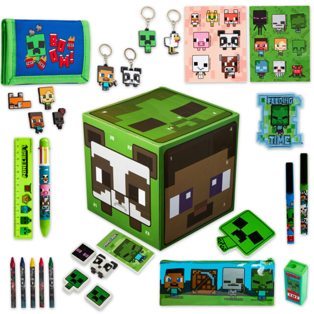 Minecraft Kids Cube Advent Calendar 24 Doors Christmas Stationery Gift