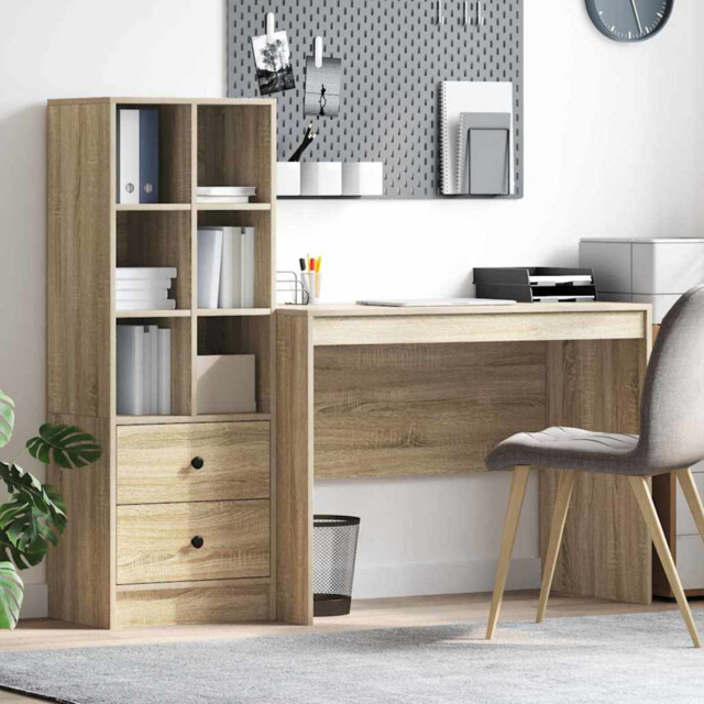 Desk Sonoma Oak 100x50x76 Cm Engineered Wood Office Desk With