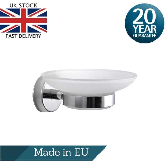 Wall Mounted Soap Dish Holder Glass Stainless Steel Self Adhesive Bath