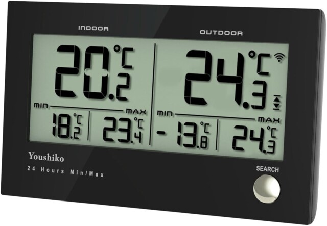 Youshiko Digital Wireless Indoor Outdoor Weather Thermometer Monitor