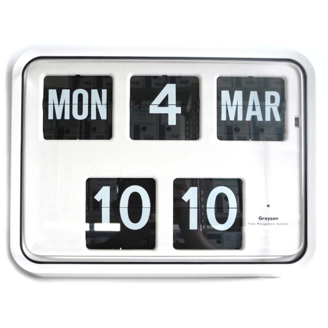 Grayson White Digital Easy To Read Calendar Wall Clock Bank Shop Bnib