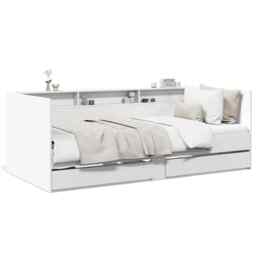 Daybed With Drawers White 100x200 Cm Engineered Wood Vidaxl