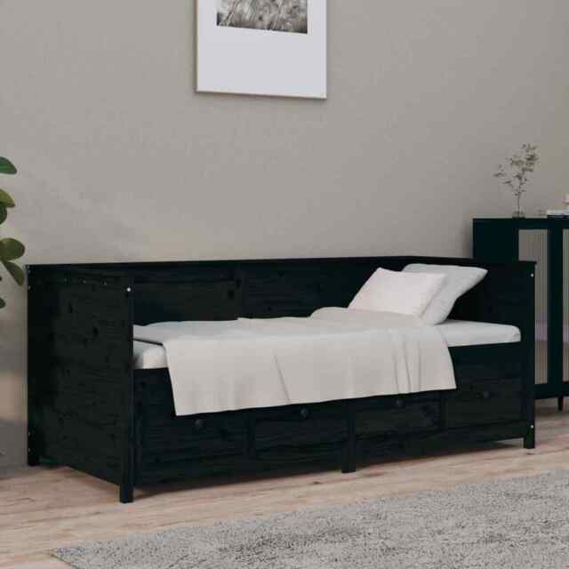Day Bed Black 75x190 Cm Solid Wood Pine Vidaxl