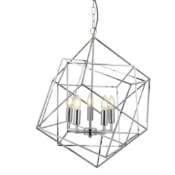 5 Lights Chrome Finish Ceiling Fitting Pendant Light With Geometric