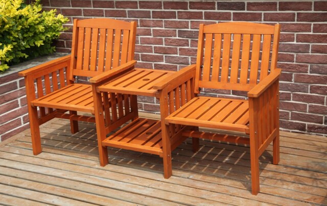 Birchtree Garden Love Seat Wooden Bench 2 Seater Patio Twin Chair W/